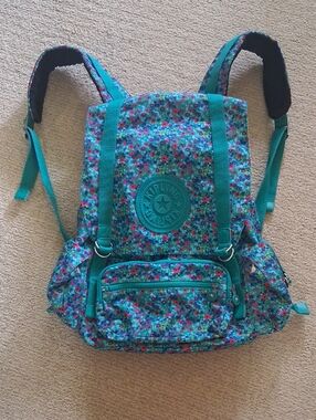Kipling Turquoise Floral Backpack